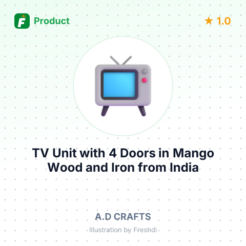 TV Unit with 4 Doors in Mango Wood and Iron – summary card, no photo uploaded yet