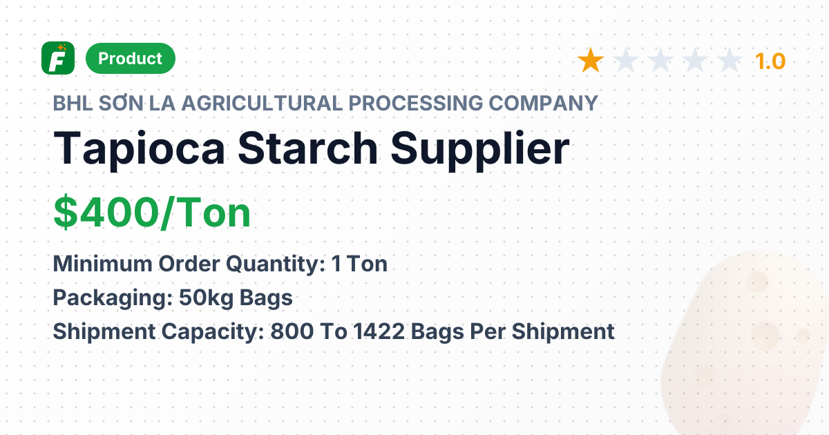 Tapioca Starch – product summary card, no photo uploaded yet