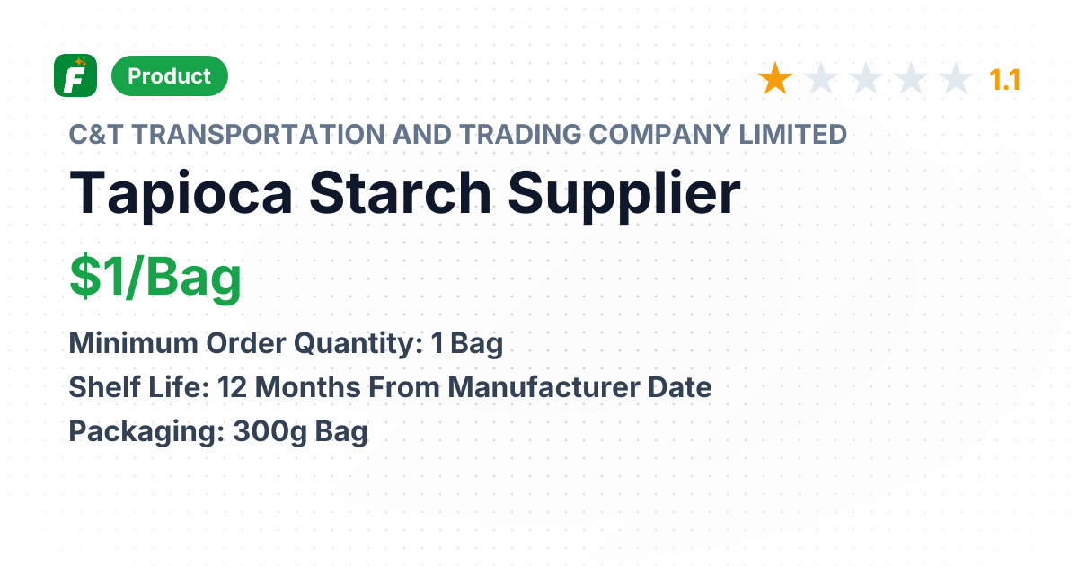 Tapioca Starch – product summary card, no photo uploaded yet