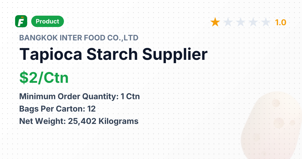 Tapioca Starch – product summary card, no photo uploaded yet