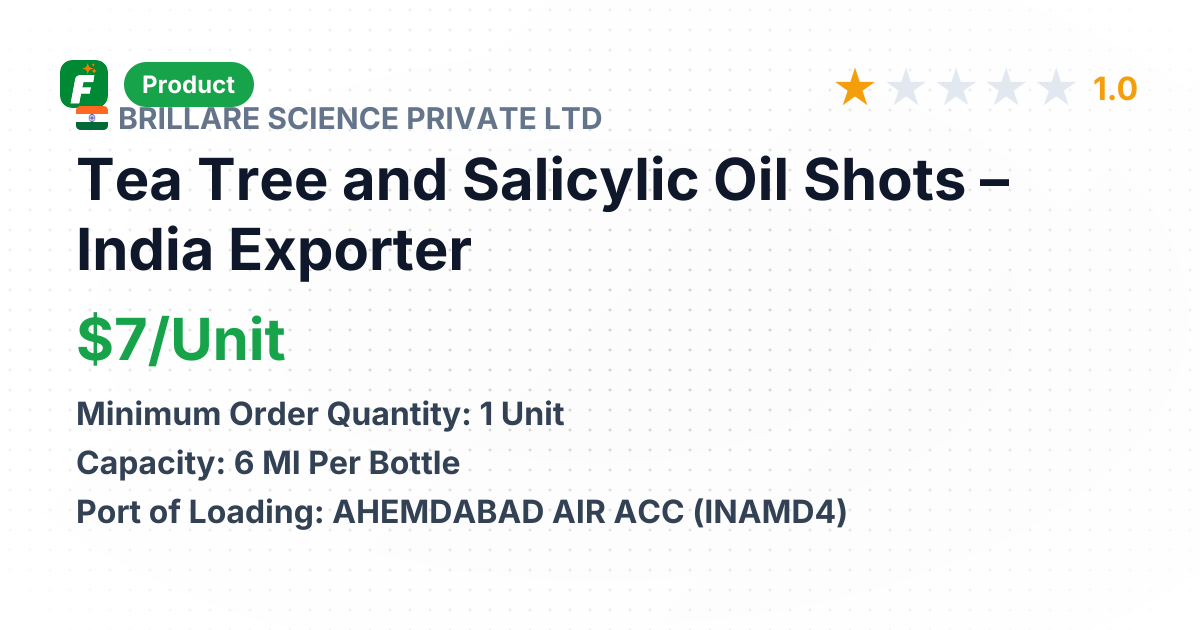 Tea Tree and Salicylic Oil Shots – product summary card, no photo uploaded yet