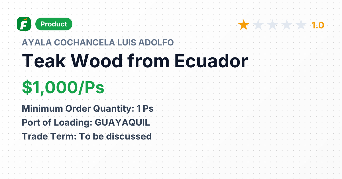 Teak Wood – product summary card, no photo uploaded yet