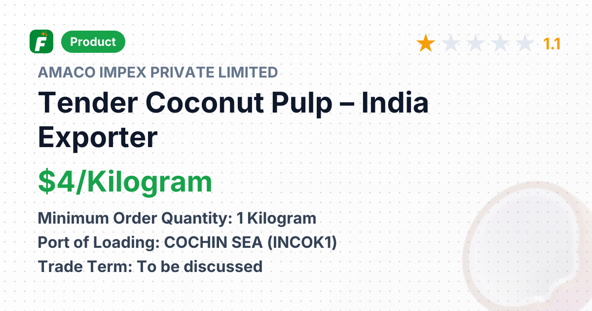 Tender Coconut Pulp – product summary card, no photo uploaded yet