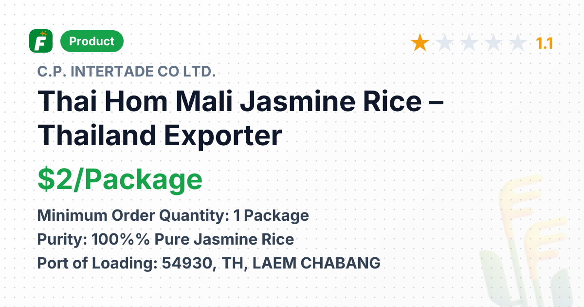 Thai Hom Mali Jasmine Rice – product summary card, no photo uploaded yet