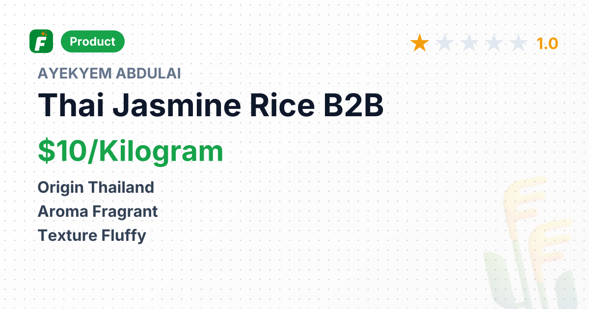 Thai Jasmine Rice – product summary card, no photo uploaded yet