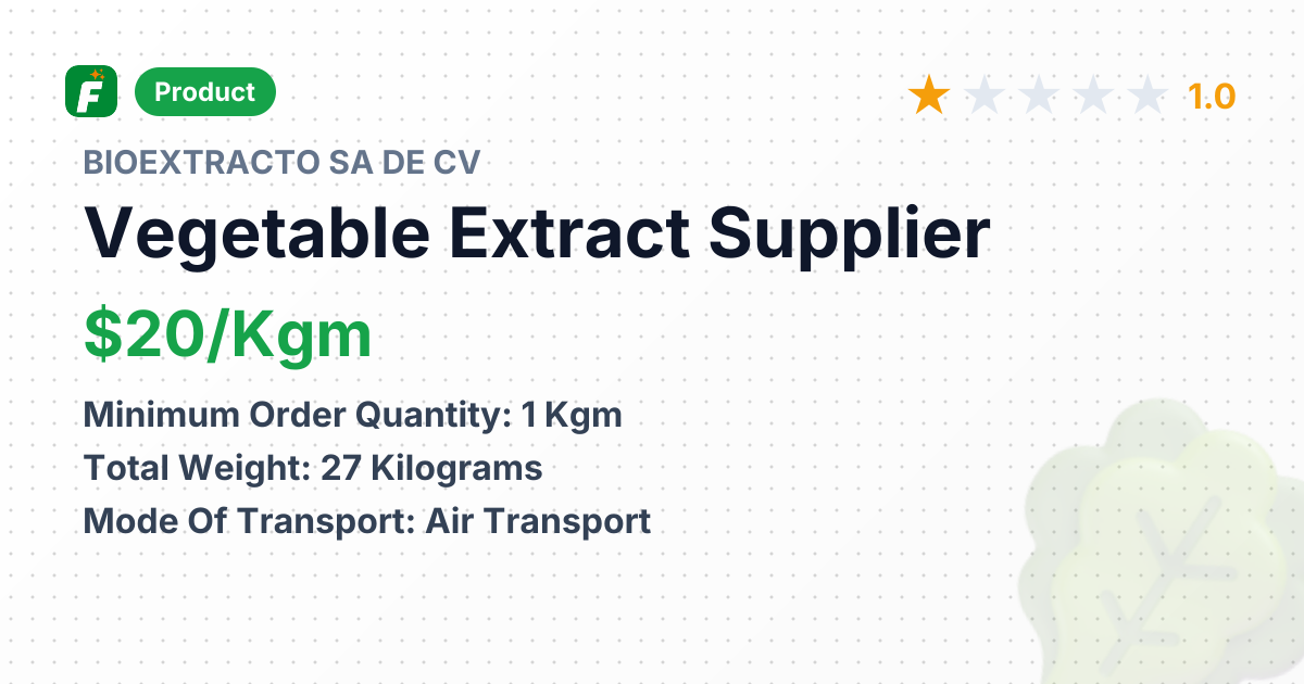 Vegetable Extract – product summary card, no photo uploaded yet