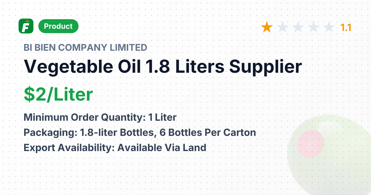 Vegetable Oil 1.8 Liters – product summary card, no photo uploaded yet