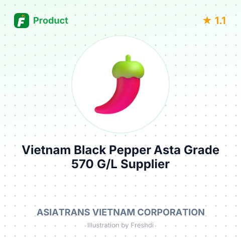 Vietnam Black Pepper Asta Grade 570 G/L – summary card, no photo uploaded yet
