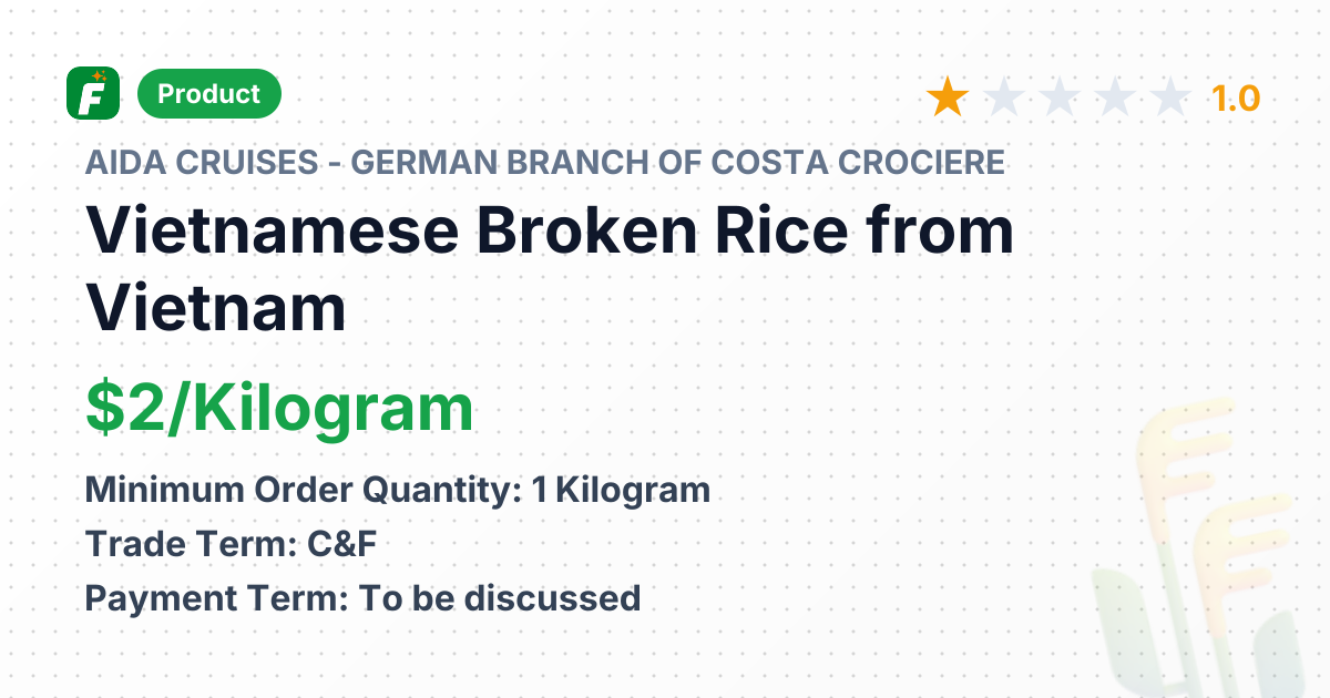 Vietnamese Broken Rice – product summary card, no photo uploaded yet