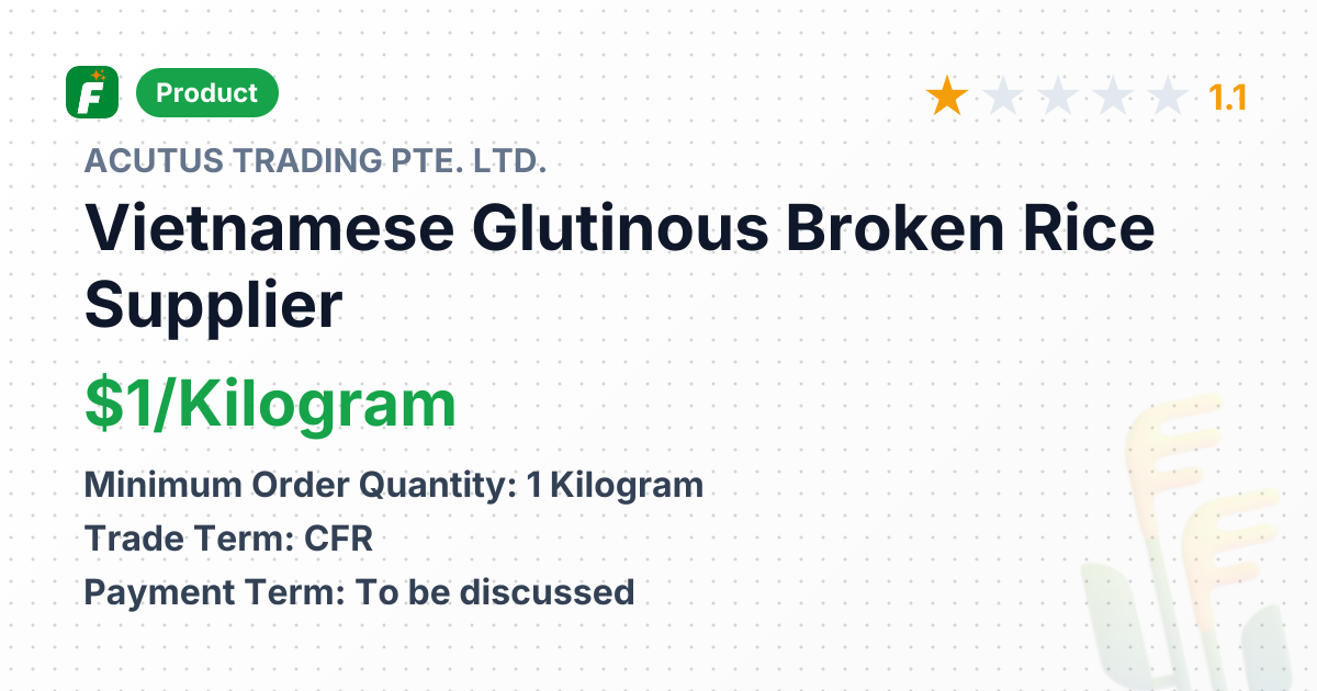 Vietnamese Glutinous Broken Rice – product summary card, no photo uploaded yet