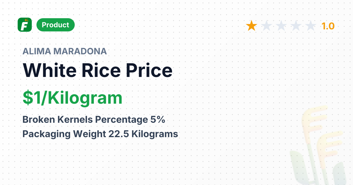Vietnamese White Rice 5% Broken – product summary card, no photo uploaded yet