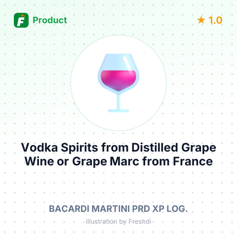 Vodka Spirits from Distilled Grape Wine or Grape Marc – summary card, no photo uploaded yet