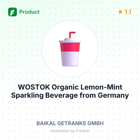 WOSTOK Organic Lemon-Mint Sparkling Beverage – summary card, no photo uploaded yet