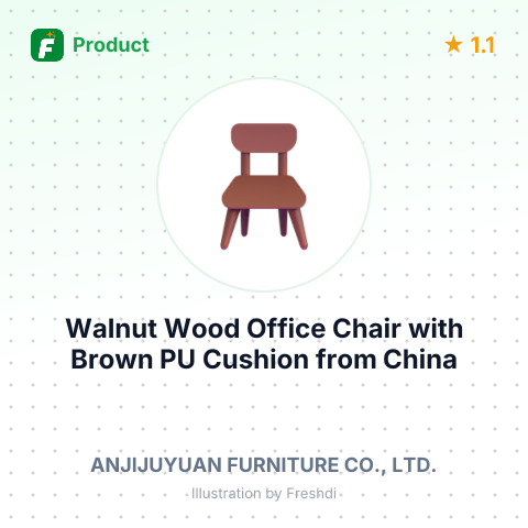 Walnut Wood Office Chair with Brown PU Cushion – summary card, no photo uploaded yet
