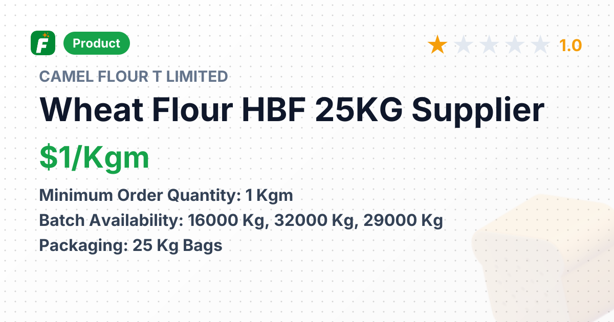 Wheat Flour HBF 25KG – product summary card, no photo uploaded yet