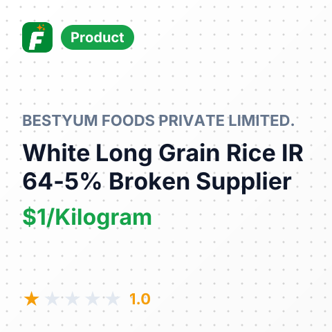 White Long Grain Rice IR 64-5% Broken – summary card, no photo uploaded yet