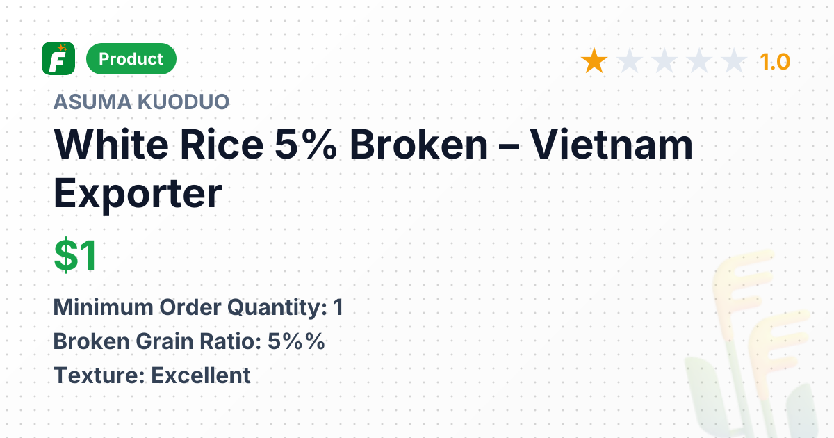 White Rice 5% Broken – product summary card, no photo uploaded yet