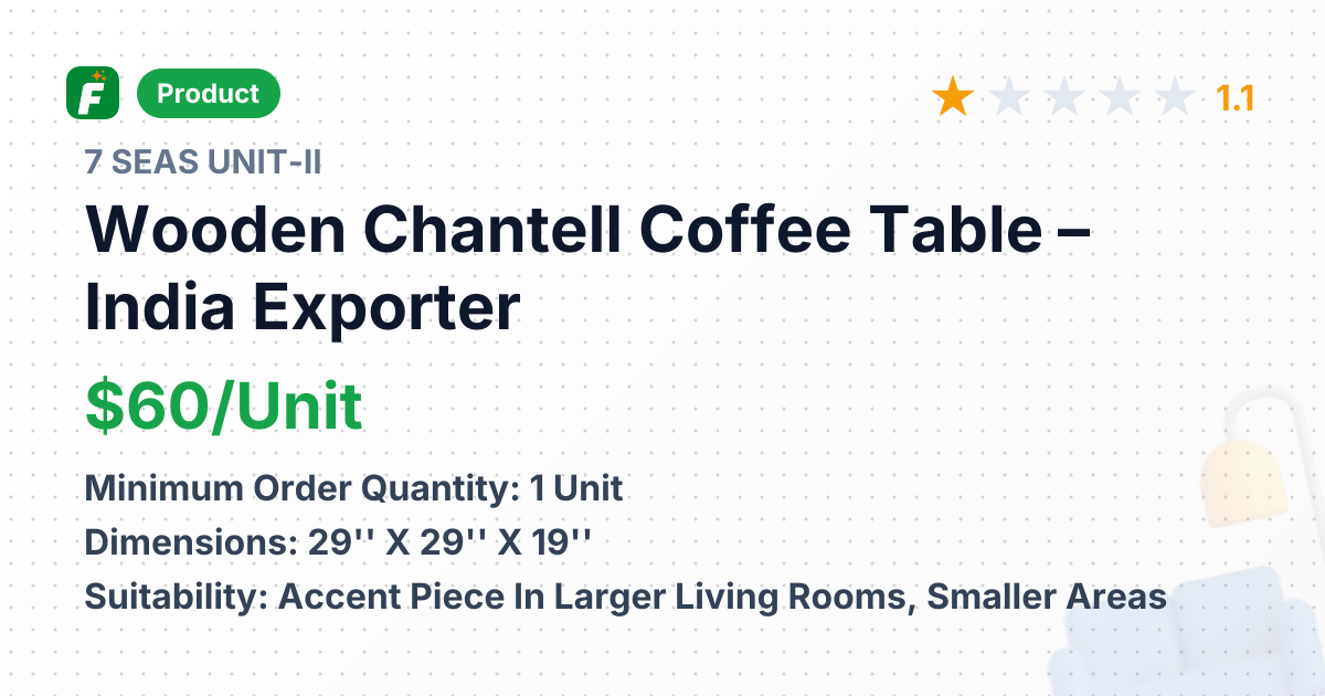 Wooden Chantell Coffee Table – product summary card, no photo uploaded yet