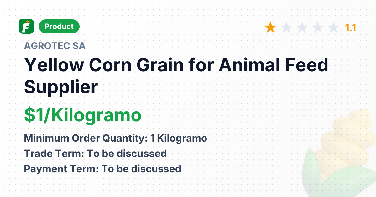 Yellow Corn Grain for Animal Feed – product summary card, no photo uploaded yet