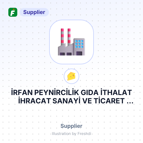 İRFAN PEYNİRCİLİK GIDA İTHALAT İHRACAT SANAYİ VE TİCARET LİMİTED ŞİRKETİ – summary card, no photo uploaded yet