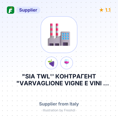 "SIA TWL'' КОНТРАГЕНТ "VARVAGLIONE VIGNE E VINI S.R.L." – summary card, no photo uploaded yet