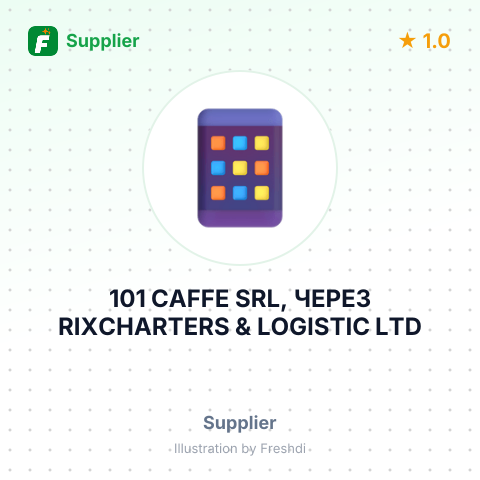 101 CAFFE SRL, ЧЕРЕЗ RIXCHARTERS & LOGISTIC LTD – summary card, no photo uploaded yet