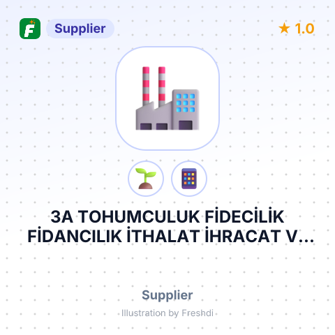 3A TOHUMCULUK FİDECİLİK FİDANCILIK İTHALAT İHRACAT VE SANAYİ TİCARET LİMİTED ŞİRKETİ – summary card, no photo uploaded yet