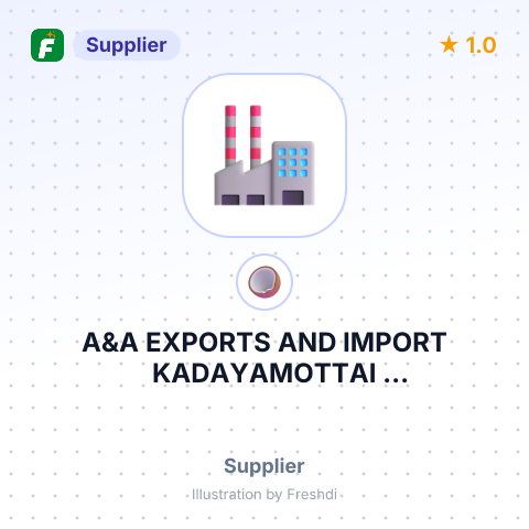 A&A EXPORTS AND IMPORT KADAYAMOTTAI MADURANKULIYA MADURANKULIYA TSO- RMU REG DDC RMU ORDER – summary card, no photo uploaded yet