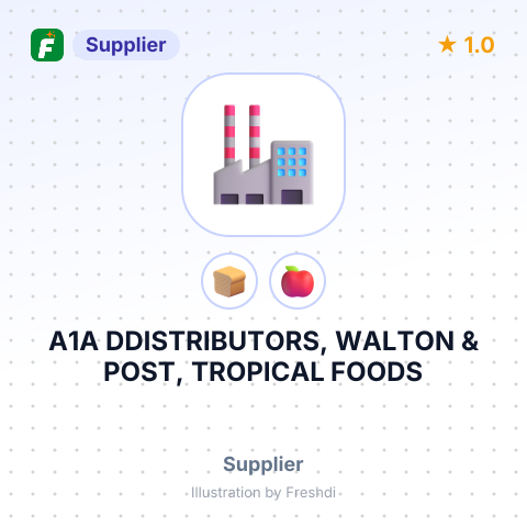 A1A DDISTRIBUTORS, WALTON & POST, TROPICAL FOODS – summary card, no photo uploaded yet