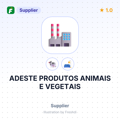 ADESTE PRODUTOS ANIMAIS E VEGETAIS – summary card, no photo uploaded yet