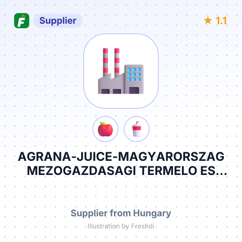 AGRANA-JUICE-MAGYARORSZAG MEZOGAZDASAGI TERMELO ES KERESKEDELMI KORLATOLT FELELOSSEGU TARSASAG – summary card, no photo uploaded yet