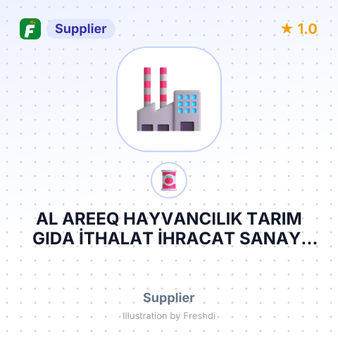 AL AREEQ HAYVANCILIK TARIM GIDA İTHALAT İHRACAT SANAYİ VE TİCARET LİMİTED ŞİRKETİ – summary card, no photo uploaded yet