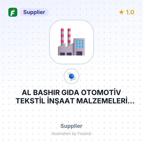 AL BASHIR GIDA OTOMOTİV TEKSTİL İNŞAAT MALZEMELERİ ZİRAAT MAKİNALARI SANAYİ VE TİCARET LİMİTED ŞİRKETİ – summary card, no photo uploaded yet