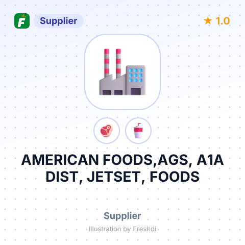 AMERICAN FOODS,AGS, A1A DIST, JETSET, FOODS – summary card, no photo uploaded yet