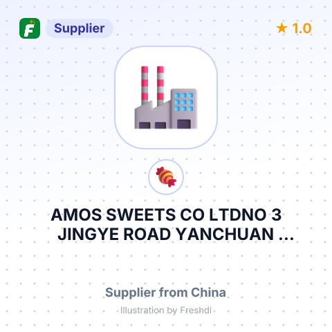 AMOS SWEETS CO LTDNO 3 JINGYE ROAD YANCHUAN COMMUNITY YANLUO STREET BAO AN – summary card, no photo uploaded yet