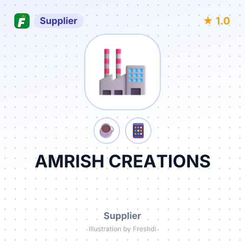 AMRISH CREATIONS – summary card, no photo uploaded yet