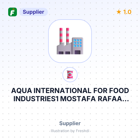 AQUA INTERNATIONAL FOR FOOD INDUSTRIES1 MOSTAFA RAFAAT ST. COMPLEX1135 ,SHERATONBUILDING,NOZHA CAIRO EGYPT – summary card, no photo uploaded yet