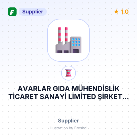 AVARLAR GIDA MÜHENDİSLİK TİCARET SANAYİ LİMİTED ŞİRKETİ – summary card, no photo uploaded yet