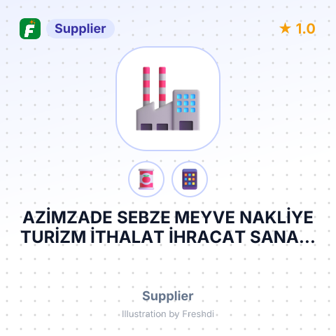 AZİMZADE SEBZE MEYVE NAKLİYE TURİZM İTHALAT İHRACAT SANAYİ VE TİCARET LİMİTED ŞİRKETİ – summary card, no photo uploaded yet