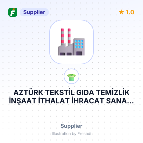 AZTÜRK TEKSTİL GIDA TEMİZLİK İNŞAAT İTHALAT İHRACAT SANAYİ VE TİCARET LİMİTED ŞİRKETİ – summary card, no photo uploaded yet