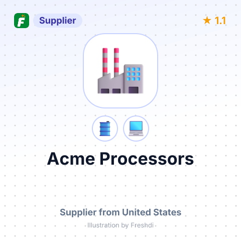 Acme Processors – summary card, no photo uploaded yet