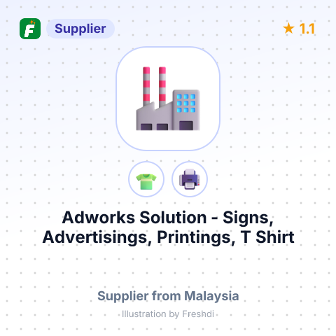Adworks Solution - Signs, Advertisings, Printings, T Shirt – summary card, no photo uploaded yet