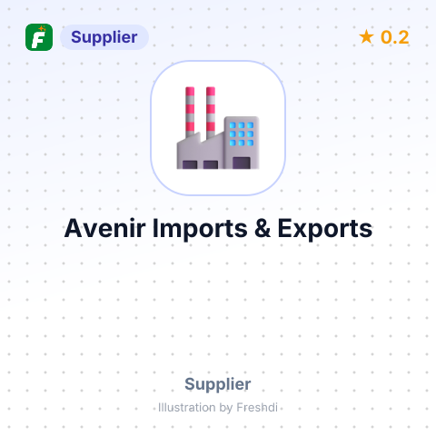Avenir Imports & Exports – summary card, no photo uploaded yet