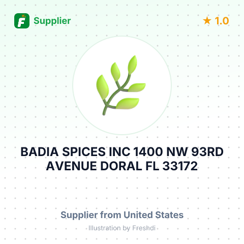 BADIA SPICES INC 1400 NW 93RD AVENUE DORAL FL 33172 – summary card, no photo uploaded yet