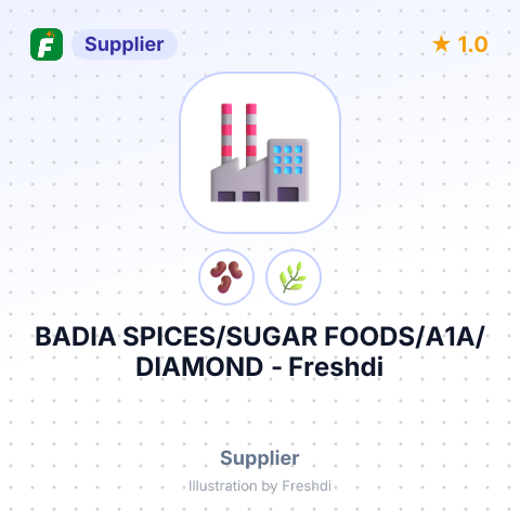 BADIA SPICES/SUGAR FOODS/A1A/DIAMOND – summary card, no photo uploaded yet