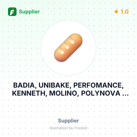 BADIA, UNIBAKE, PERFOMANCE, KENNETH, MOLINO, POLYNOVA – summary card, no photo uploaded yet