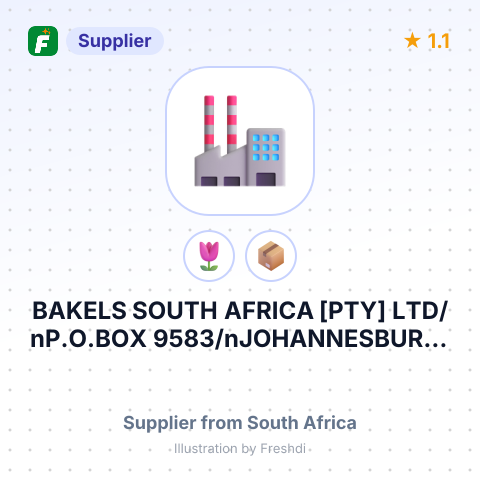 BAKELS SOUTH AFRICA [PTY] LTD/nP.O.BOX 9583/nJOHANNESBURG/n2000 – summary card, no photo uploaded yet