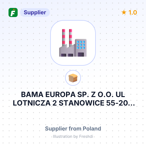 BAMA EUROPA SP. Z O.O. UL LOTNICZA 2 STANOWICE 55-200 OLAWA POLAND – summary card, no photo uploaded yet