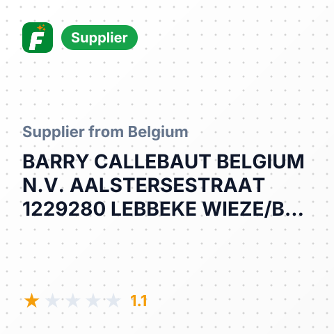 BARRY CALLEBAUT BELGIUM N.V. AALSTERSESTRAAT 1229280 LEBBEKE WIEZE/BELGIUM – summary card, no photo uploaded yet