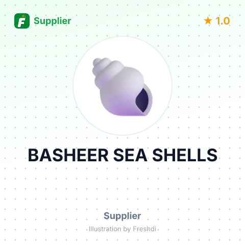 BASHEER SEA SHELLS – summary card, no photo uploaded yet